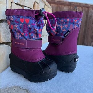 Columbia Powder-bug Plus Kids' Purple and Black Waterproof  Snow Boots Sz-8.   U